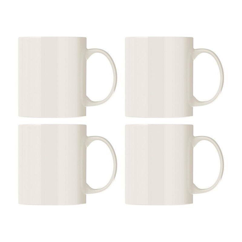 Banquet dia.3.25" h:3.75" 12 oz. Round Warm White Porcelain Mug (Set of 4)