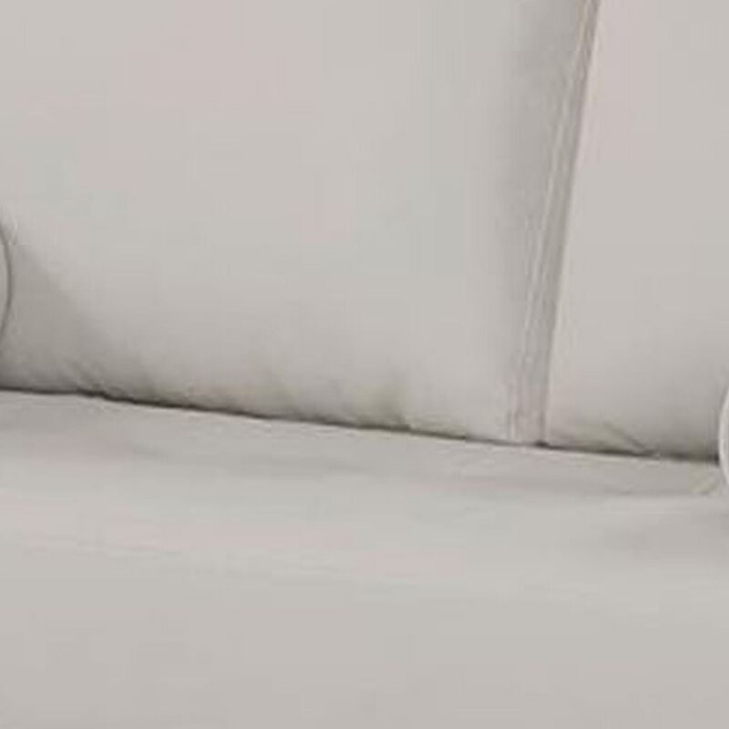 Quzi 52 Inch Loveseat, USB Port, Bolster Pillows, Tapered Legs, Off White - Benzara