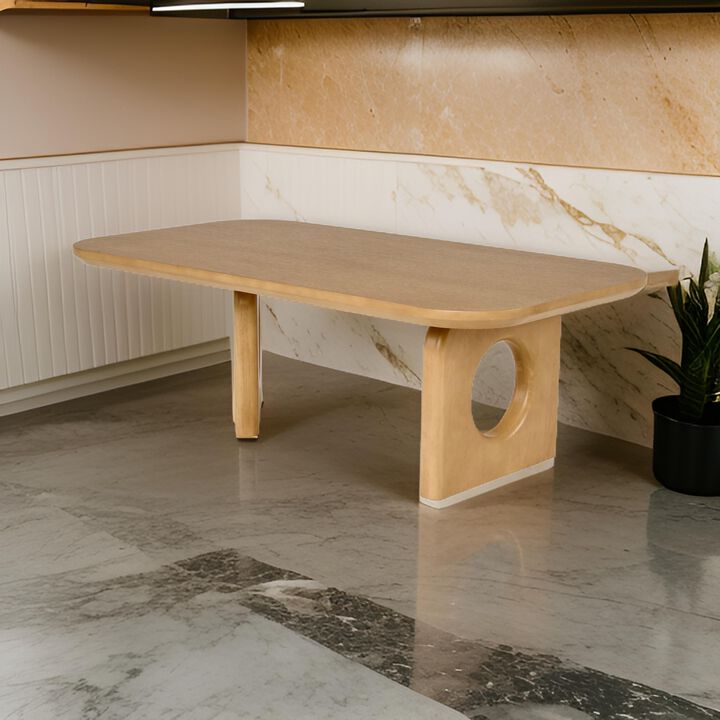 Noe Ohan 50 Inch Coffee Table, Rectangular, Light Brown Solid Rubberwood - Benzara