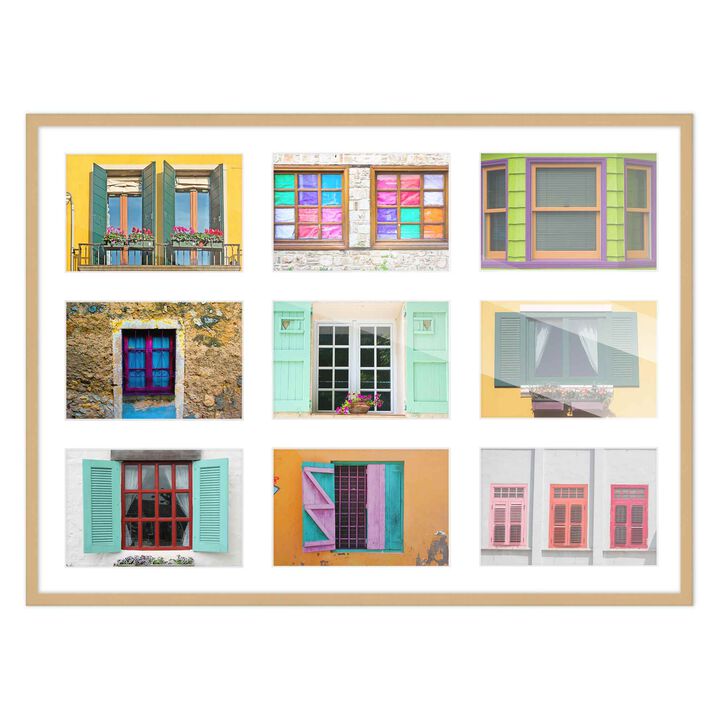 17.5x23.5 Wood Collage Frame with White Mat For 9 5x7 Pictures