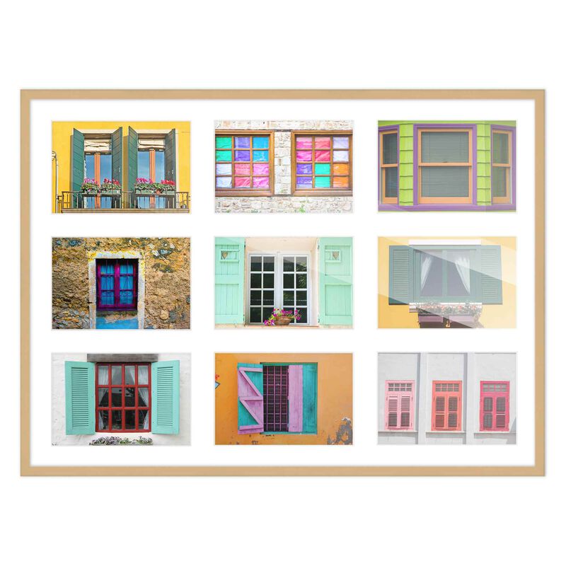 17.5x23.5 Wood Collage Frame with White Mat For 9 5x7 Pictures