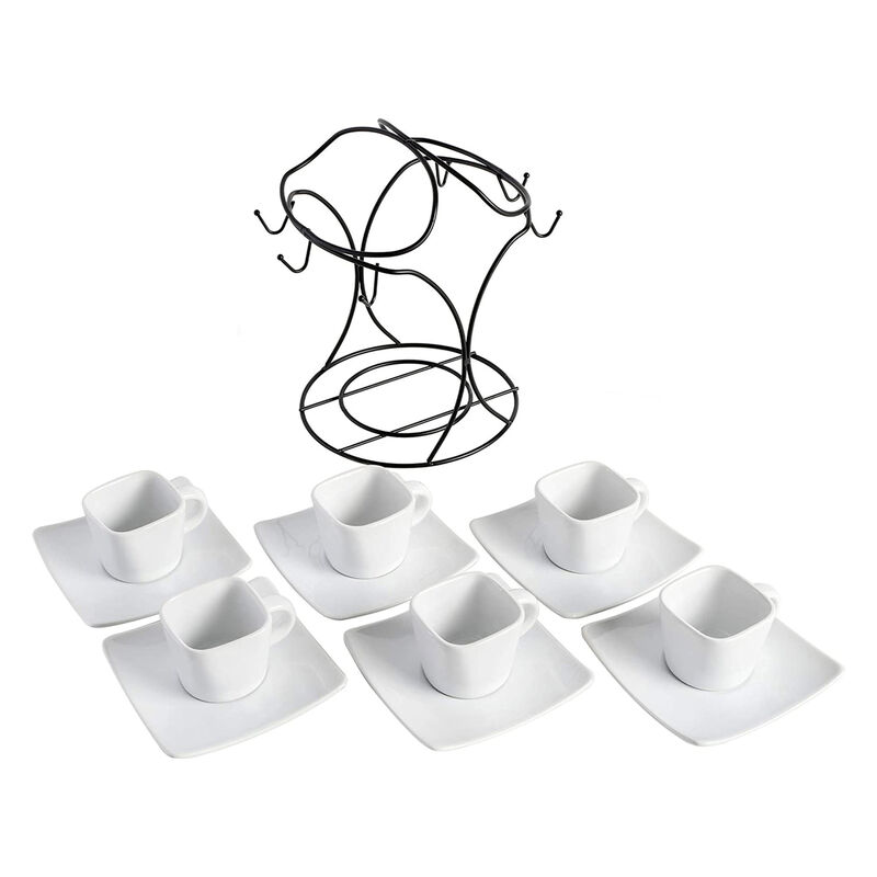 Gibson Elite Gracious Dining 12 Piece 3.25 Ounce Ceramic Espresso Cup and Saucer Set in White