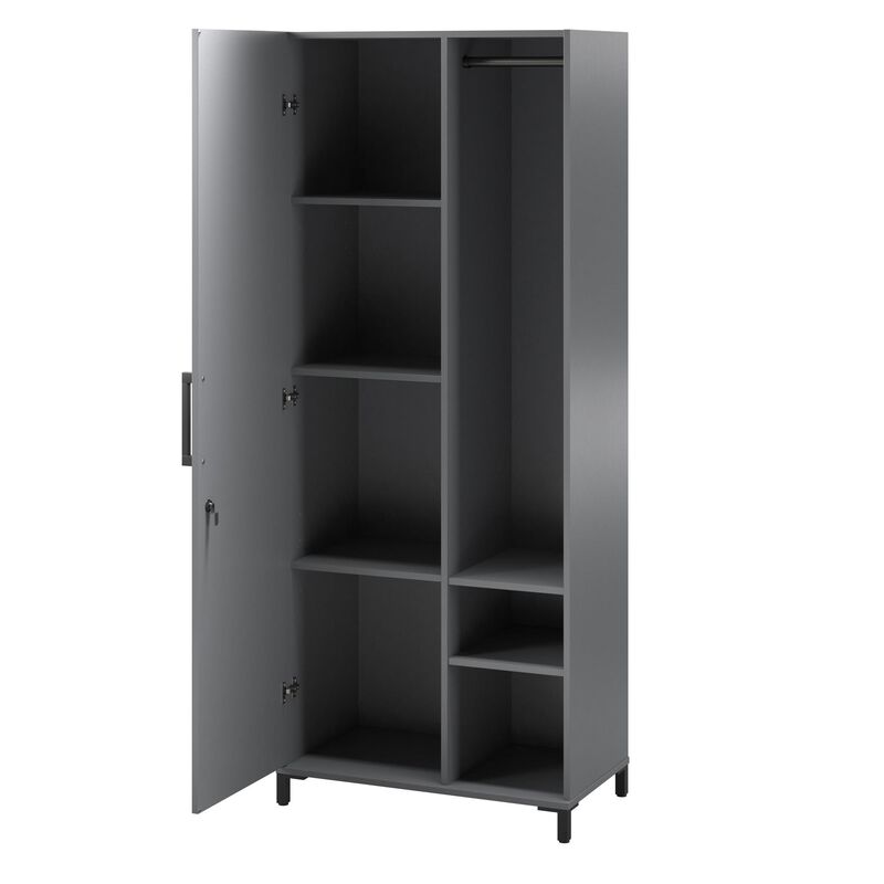 Shelby Tall Garage Storage Cabinet with 1 Door and Hang Rod, Graphite Gray