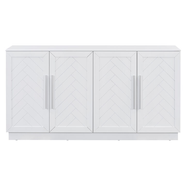Clihome Sideboard Buffet Cabinet with Storage, Buffet Cabinet with Adjustable Shelves and Silver Handles Sideboard Cabinet for Kitchen, Dining Room, Living Room, Antique Blue