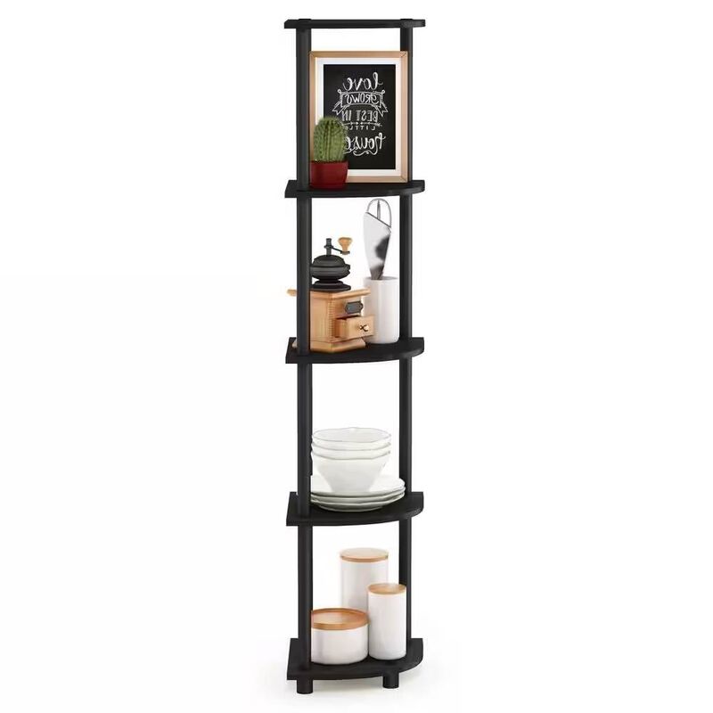 5-Shelf Modern Corner Bookcase for Space-Saving Storage and Display