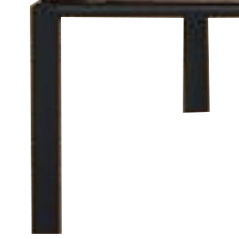 Rain 29 Inch Patio Ottoman, Sectional Design, Black Metal, Pink Fabric - Benzara