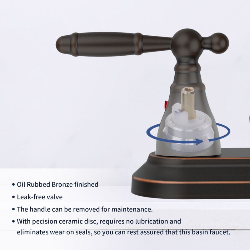 Oil-Rubbed Bronze Bathroom Faucet, 2-Handle Centerset with 360° High Arc Swivel Spout for Vanity Sink