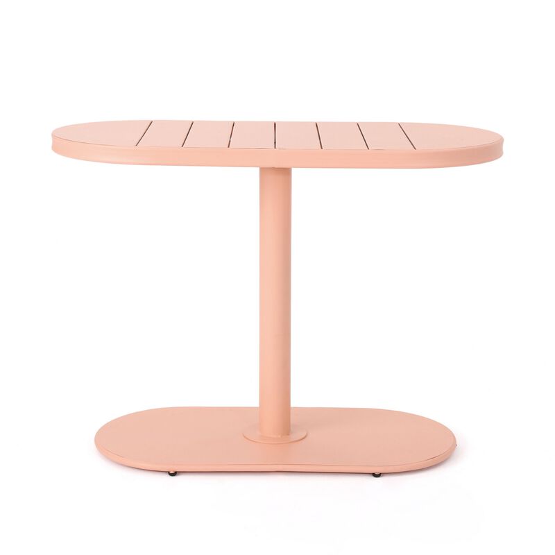 Monalisa 3 Piece Outdoor Bistro Set with 1 Oval Table, 2 Chairs, Pink - Benzara