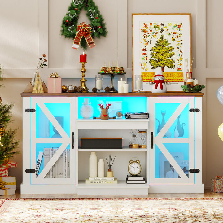 Media Console Table with 3-Level Shelves and 22 Dynamic LED Light Modes for Modern Entertainment Spaces