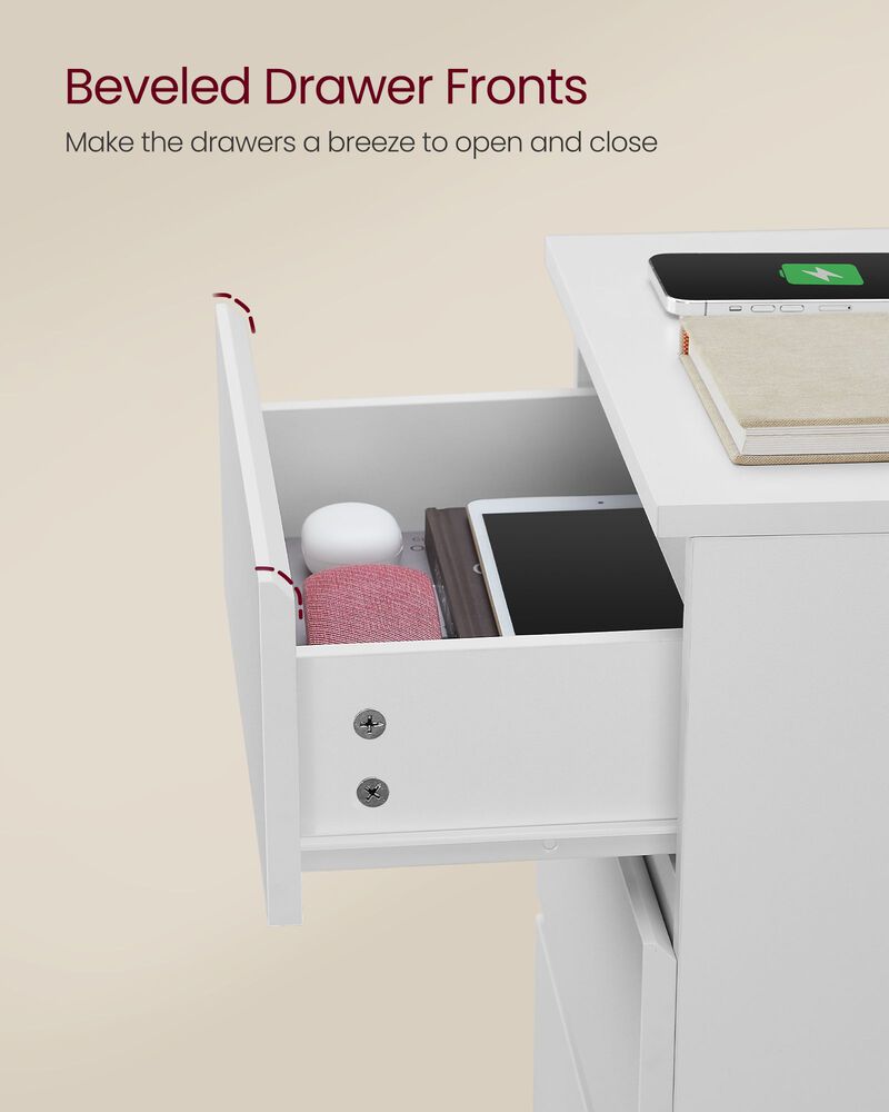 Nightstand with Charging Station for Convenient Bedside Charging and Storage