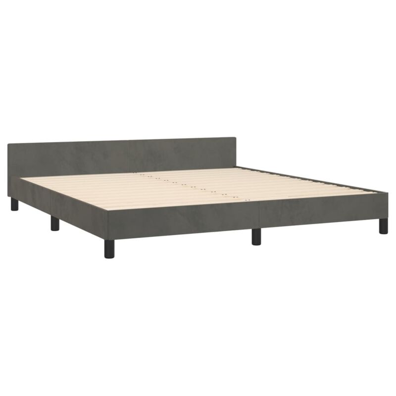 vidaXL Bed Frame with Headboard Dark Gray 76"x79.9" King Velvet