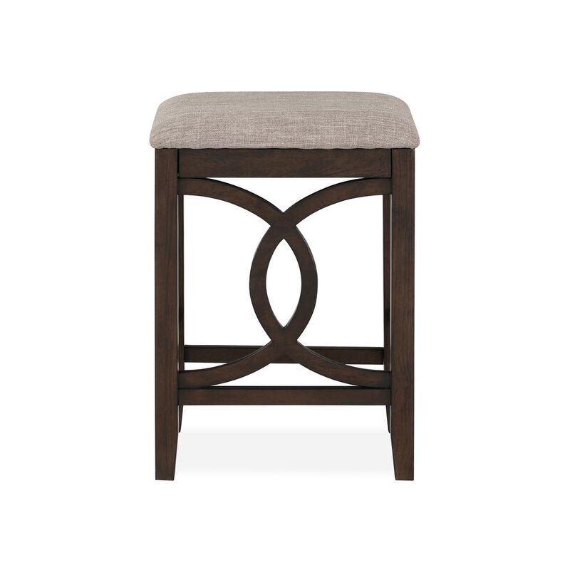 New Classic Furniture Bella Wood Counter Stool with Fabric Seat in Cherry (Set of 2)