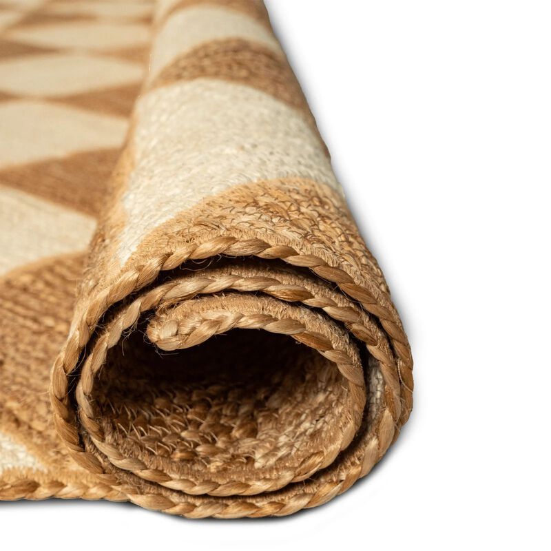 Hand Woven Two Tone Geometric Jute Carpet