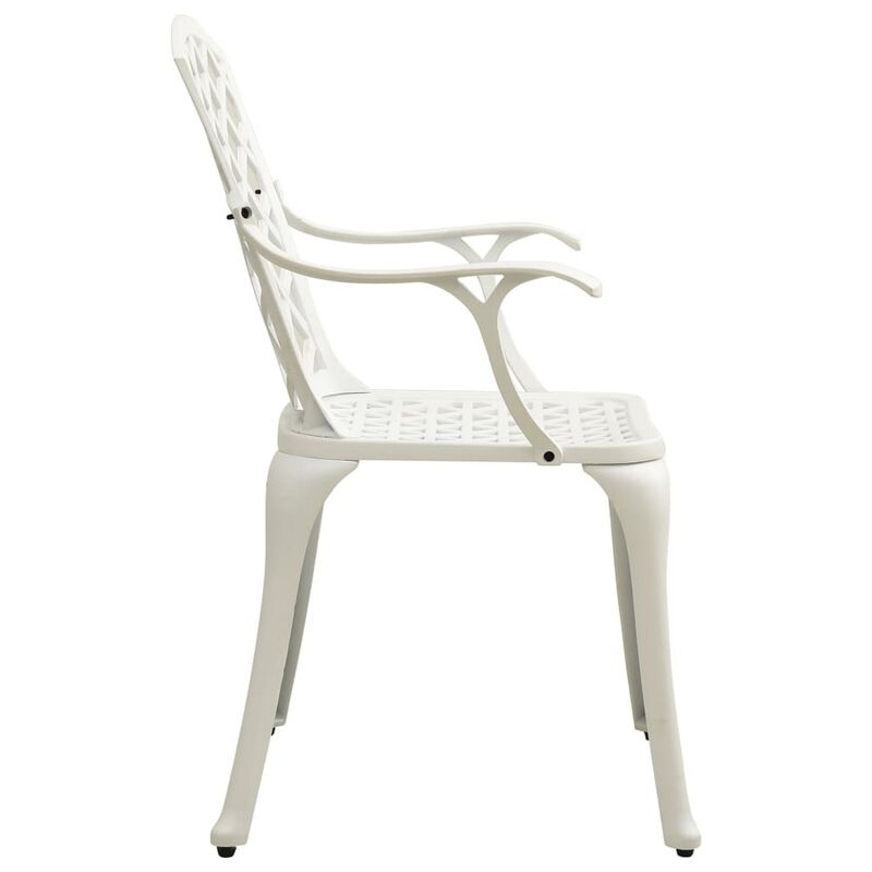 Outdoor Patio Chair Set of 4, Cutout Backrests, White Aluminum Metal - Benzara