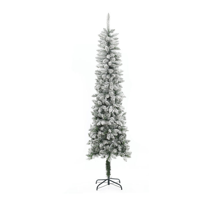 LuxenHome 7.4Ft Pencil Slim Artificial Christmas Tree