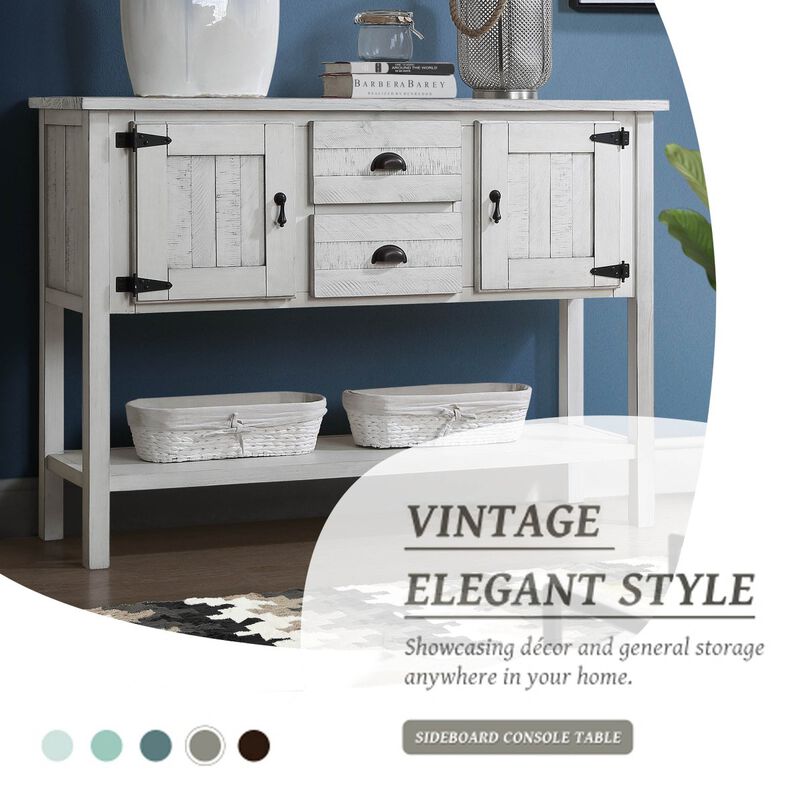 Retro Style Solid Wood Sideboard with Drawers & Cabinets