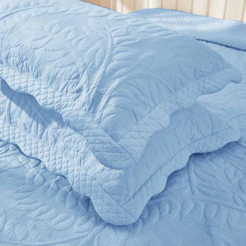 MarCielo 100% Cotton Embroidered Quilted Pillow Shams - King