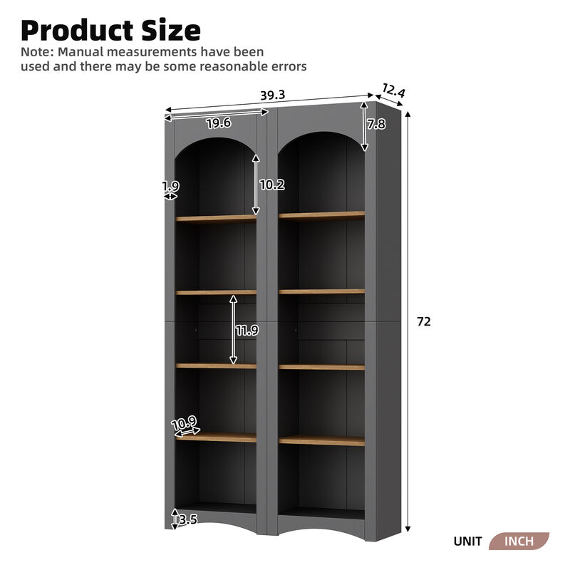 Merax Farmhouse 5 Tier Bookshelf Bookcase Storage Cabinet