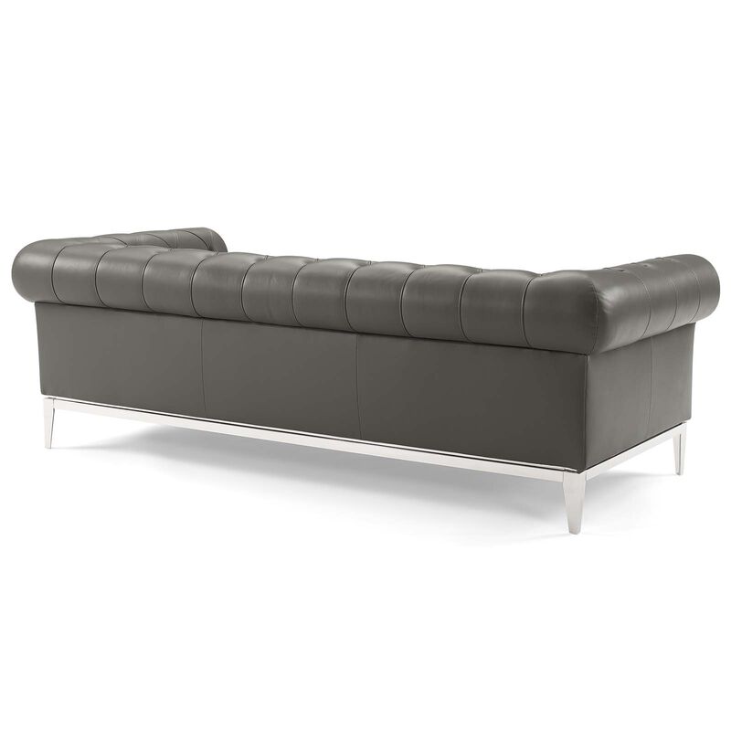 Idyll Tufted Upholstered Leather 3 Piece Set Gray