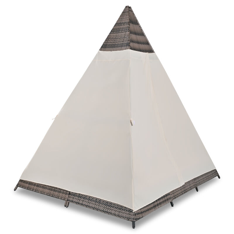 Merax Outdoor Sunbed Wicker Patio Daybed With Cushions