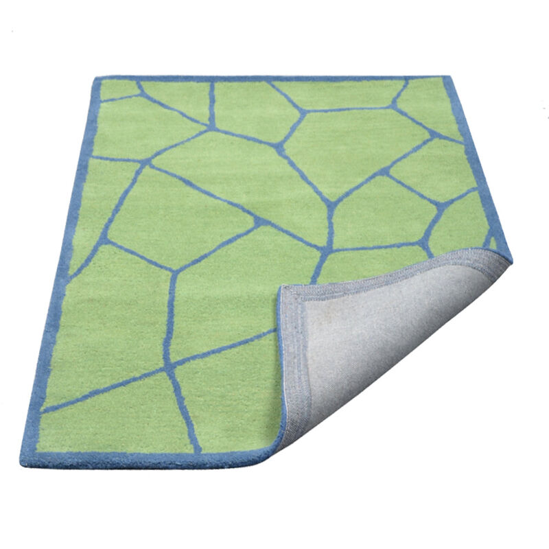 RUGSOTIC CARPETS HAND TUFTED WOOL ECO-FRIENDLY AREA RUGS  - 5'x8', Rectangle Shape, Green & Blue, Contemporary Modern Design, High Pile Handmade Area Rugs for Living Room, Bed Room (K00692)