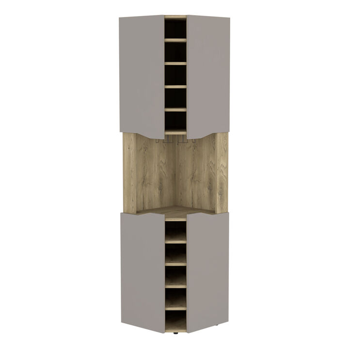 Corner Bar Cabinet Bell, Living Room, Aged Oak / Taupe
