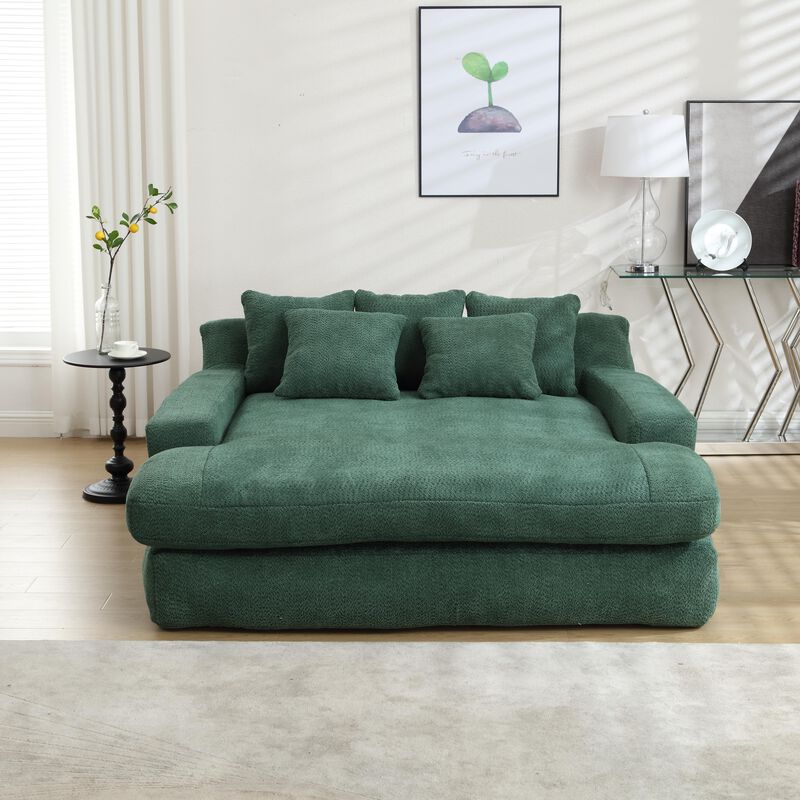 Merax Chenille 2-seater Lazy Sofa With 5 Back Pillows