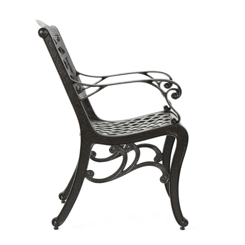 Elegant Traditional Dining Chairs with Aluminum Frame and Floral Accents