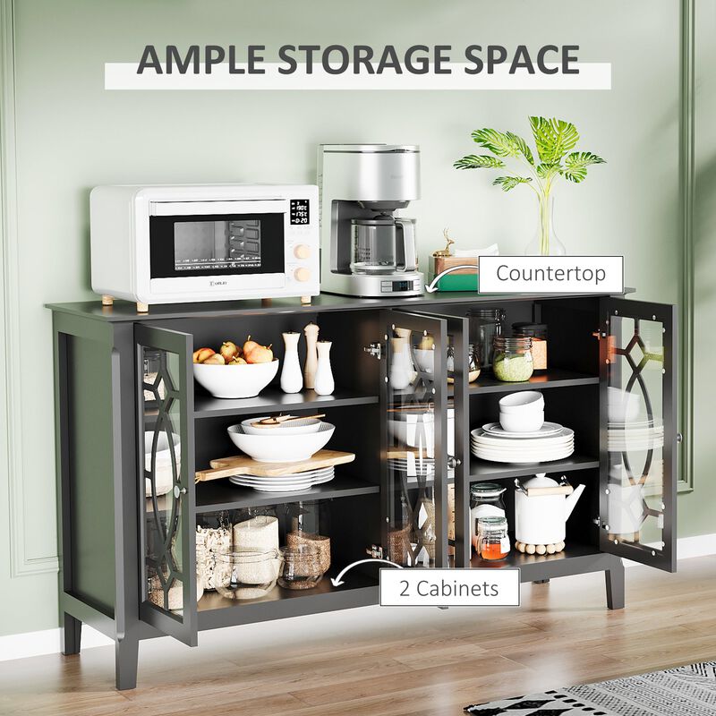 Espresso Dining Storage: Modern Sideboard with Glass Doors