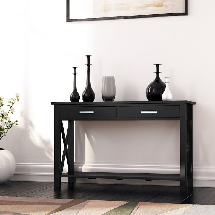 Simpli Home Kitchener Solid Wood Console Sofa Table In Black