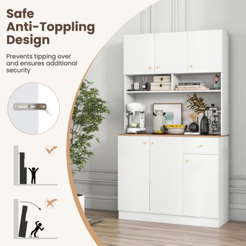 Hivvago 71 Inch Tall Pantry Cabinet with Outlets for Dining Room
