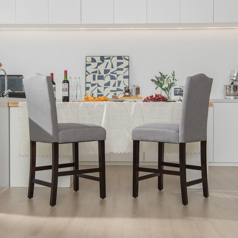 2 Pcs Fabric Nail Head Counter Height Dining Side Chairs Set