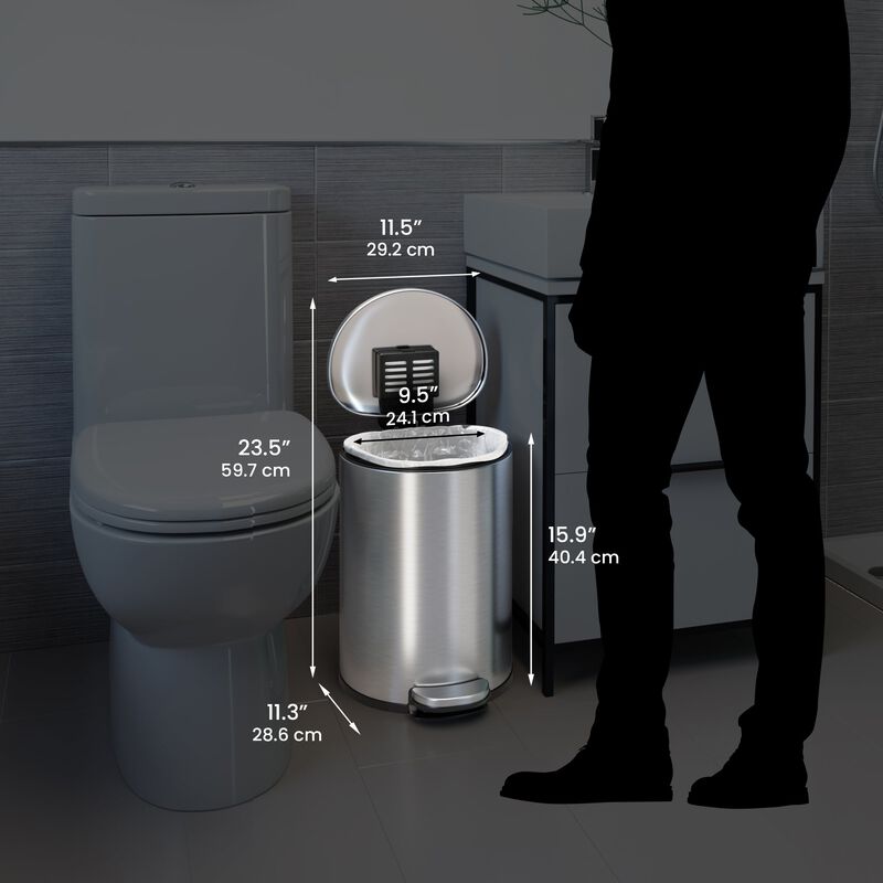 iTouchless 3 Gallon / 11.4 Liter SoftStep Semi-Round Step Pedal Trash Can