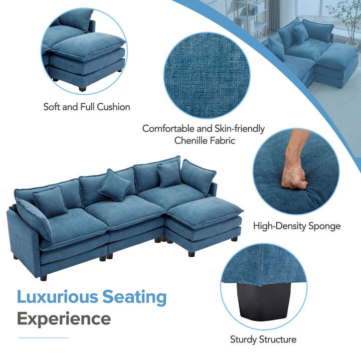 112.2" L-Shape Chenille Upholstered Sofa