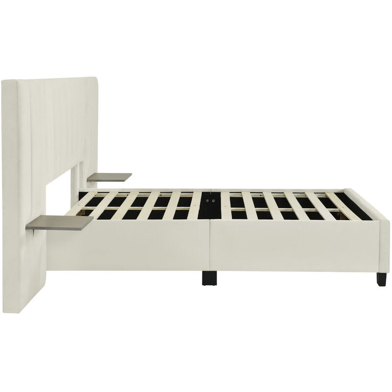 Merax Upholstered Platform Bed with Big Headboard