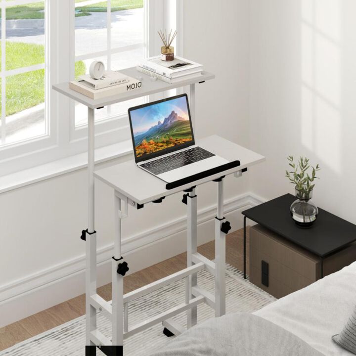 Hivvago Height Adjustable Mobile Standing Desk with Rolling Wheels for Office and Home