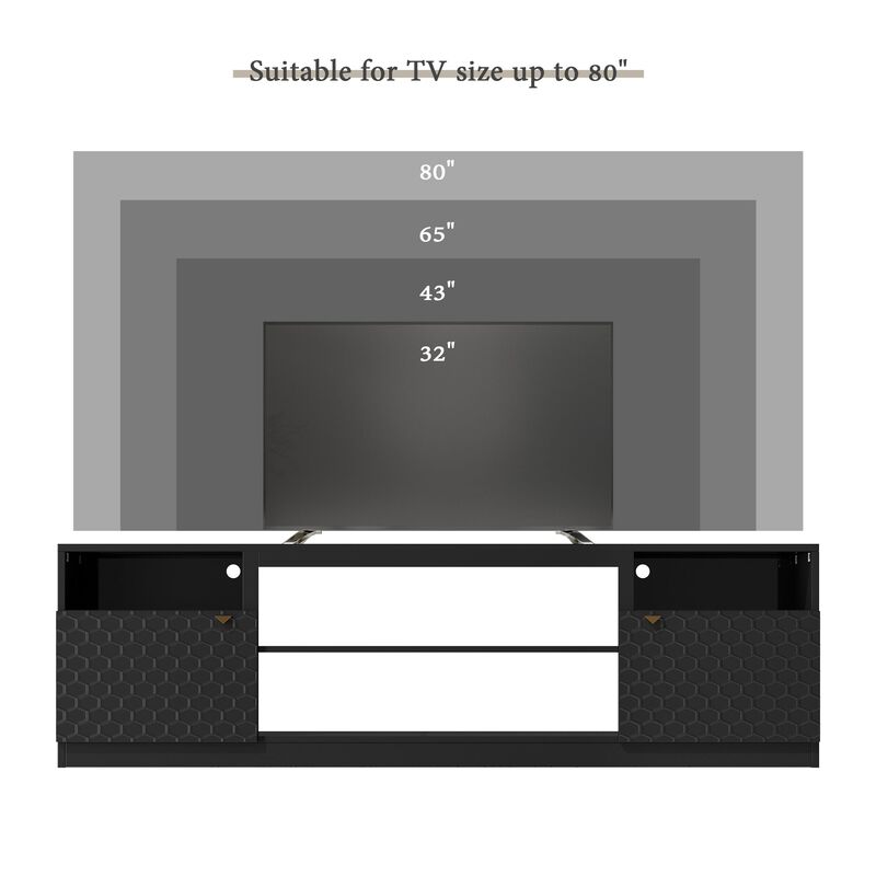 White TV Stand Fits TVs up to 70 in. with Two of Shelves and 36 in. Electric Fireplace