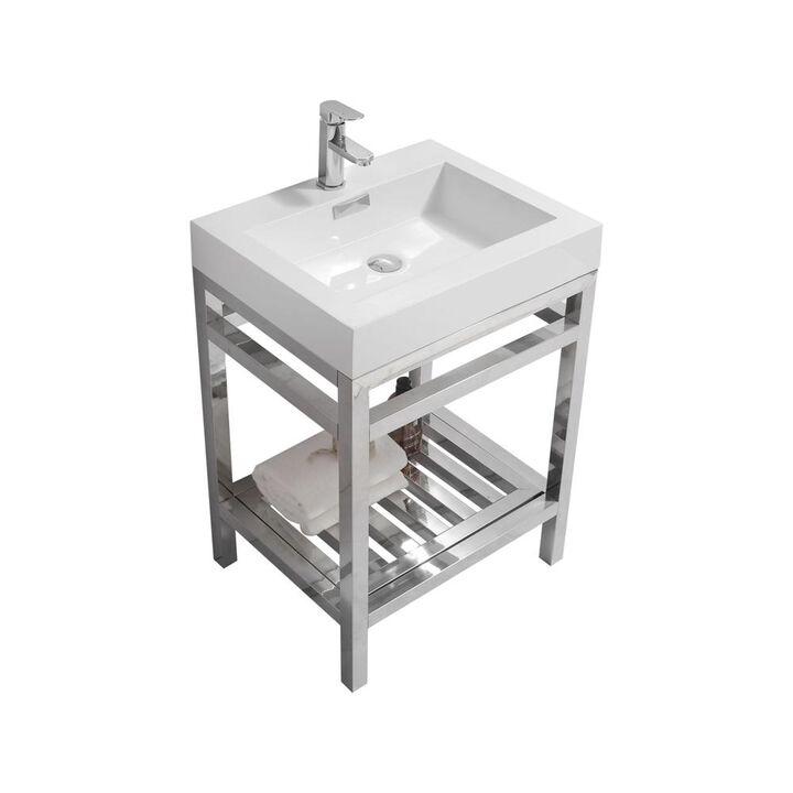 Kubebath Cisco 24 Stainless Steel Console with Acrylic Sink-Chrome