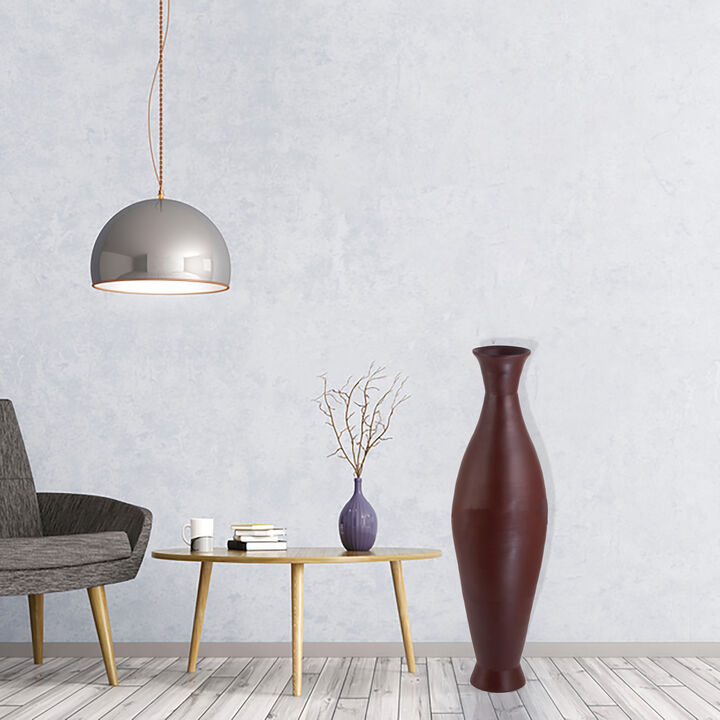 Modern Bamboo Floor Vase - Decorative 43-inch Vase for Living Room, Dining Room, or Entryway - Fill with Dried Branches or Flowers - Contemporary Tall Vase - Unique Bamboo Design, Blue