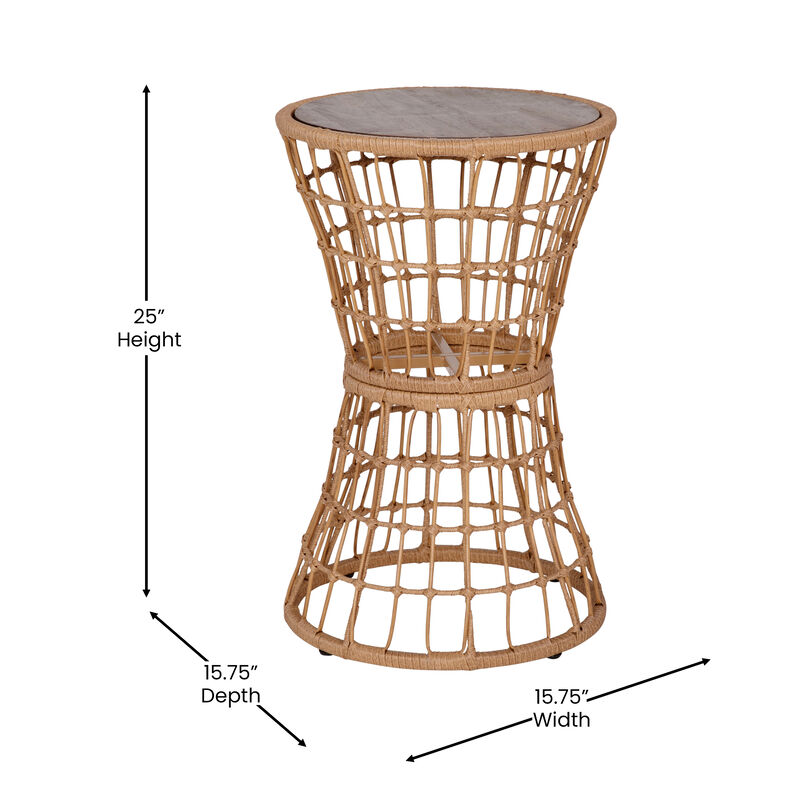 Rope Rattan Patio Table