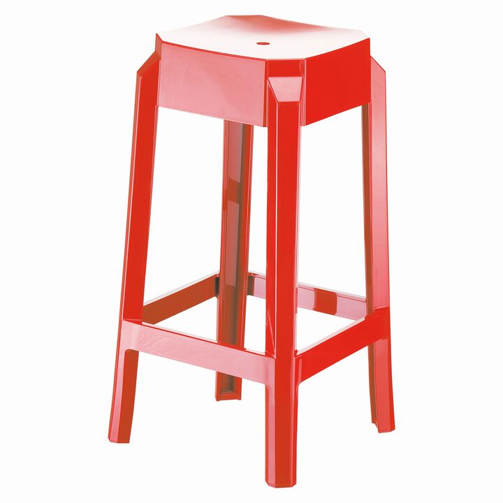 25.6" Red Glossy Outdoor Patio Solid Counter Stool