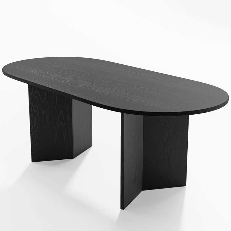 Brix 67V-Shaped Leg Oval Wooden Dining Table in BLACK Color(Seats 6)