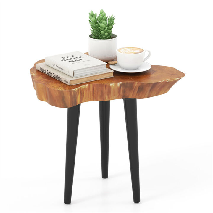 Irregular Solid Teak Wood End Table for Living Room or Bedroom