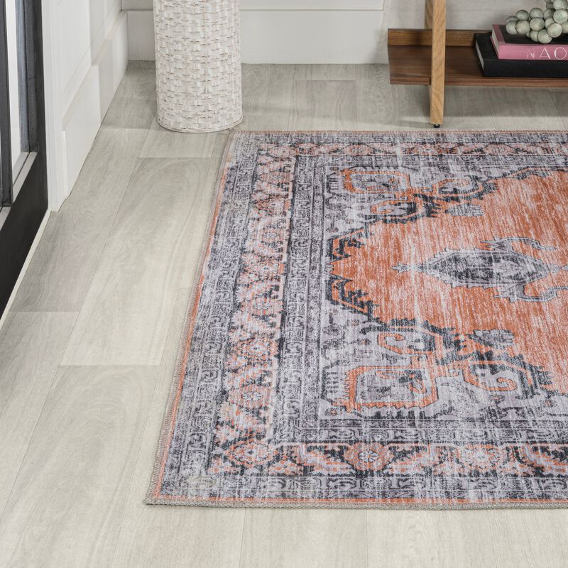 Wincer Chenille Cottage Medallion Machine-Washable Area Rug
