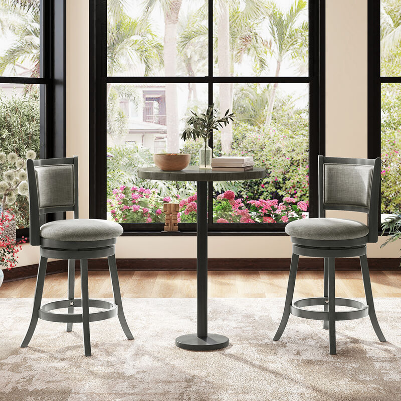 Set of 2 Swivel Bar Stools with Comfortable Seating for Kitchen Island & Home Bar