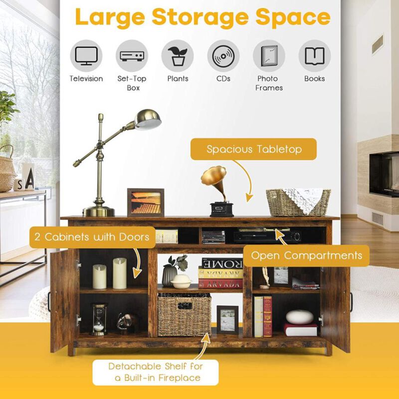 Hivvago 60â€Industrial TV Stand Entertainment Center with Shelve and Cabinet-Brown