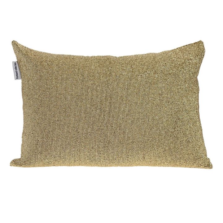Hivvago Shimmering Metallic Gold Beaded Luxury Throw Pillow