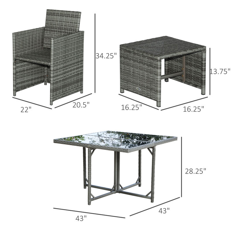 9pc Outdoor Patio Furniture Garden Wicker Dining Set Rattan Table Cushioned Seat