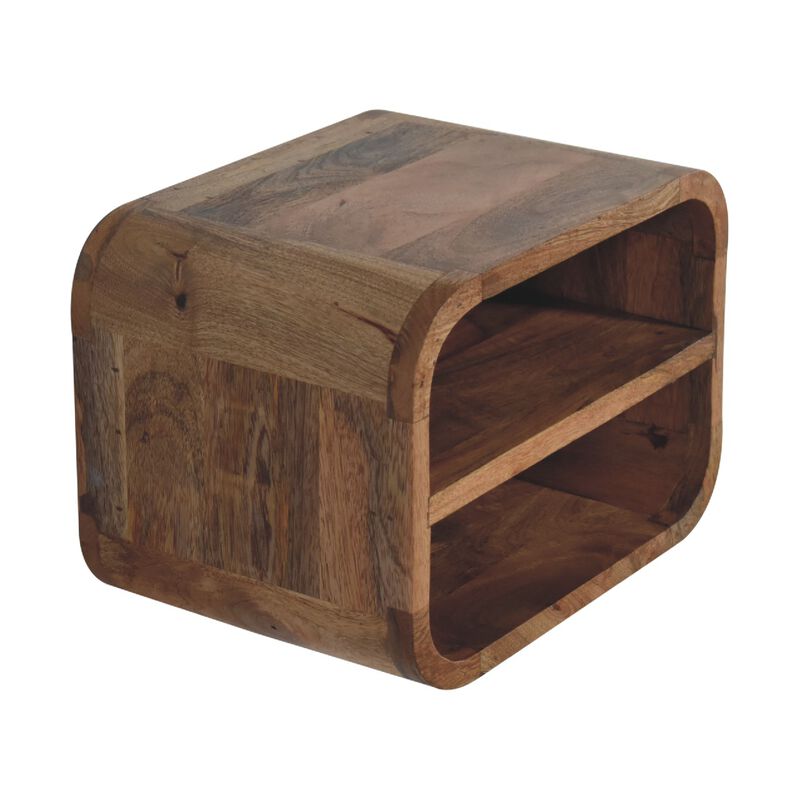 Artisan Furniture solid Wood Oak-ish Floating Open Curve Nightstand