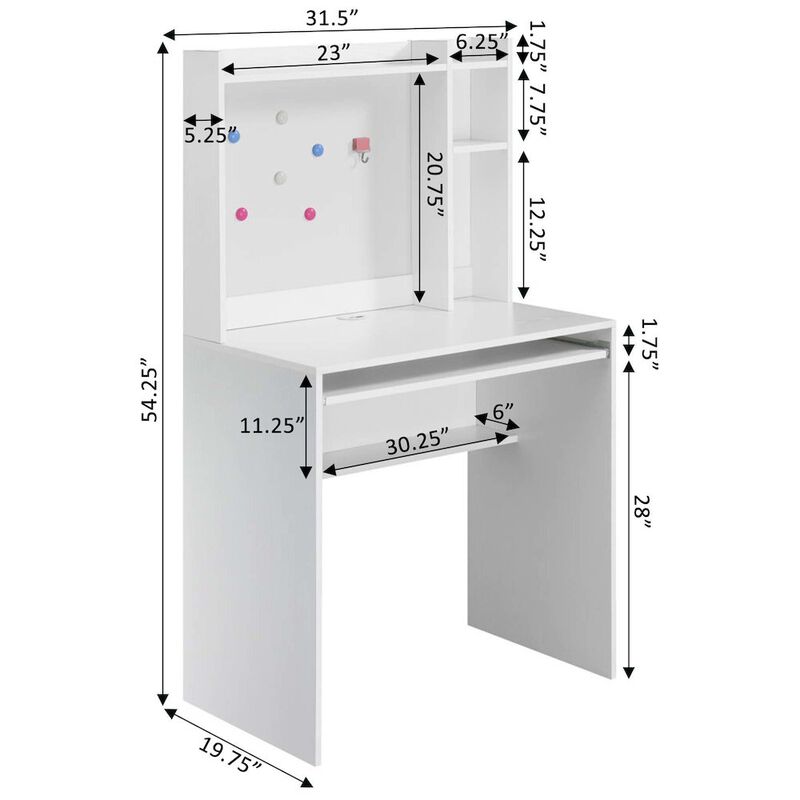 Convenience Concepts Designs2Go Student Desk with Magnetic Bulletin Board and Shelves